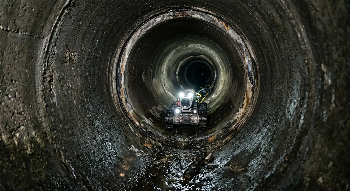 Robotic sewer camera inspecting pipe interior for Sewer Line Repair in Wilmington